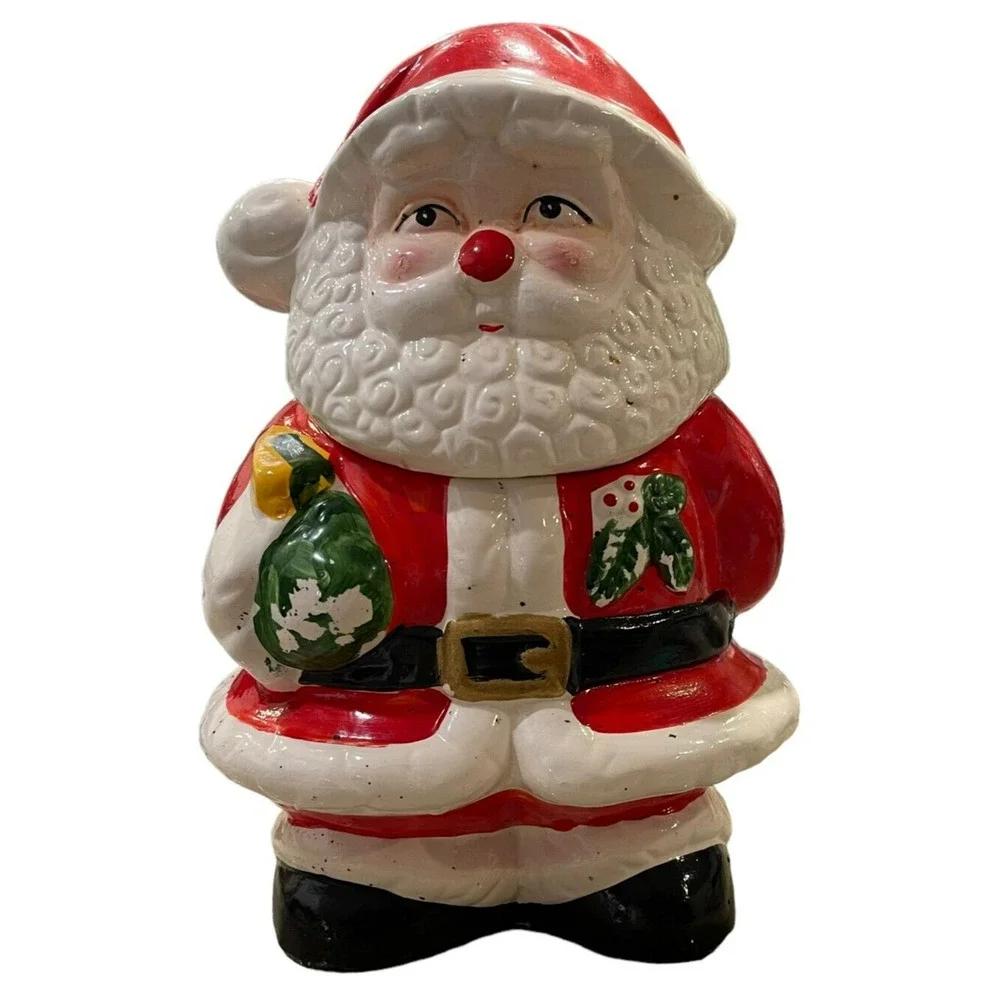 VTG Santa Claus St.‎ Nick Ceramic Porcelain Cookie Jar Christmas Holiday Decor